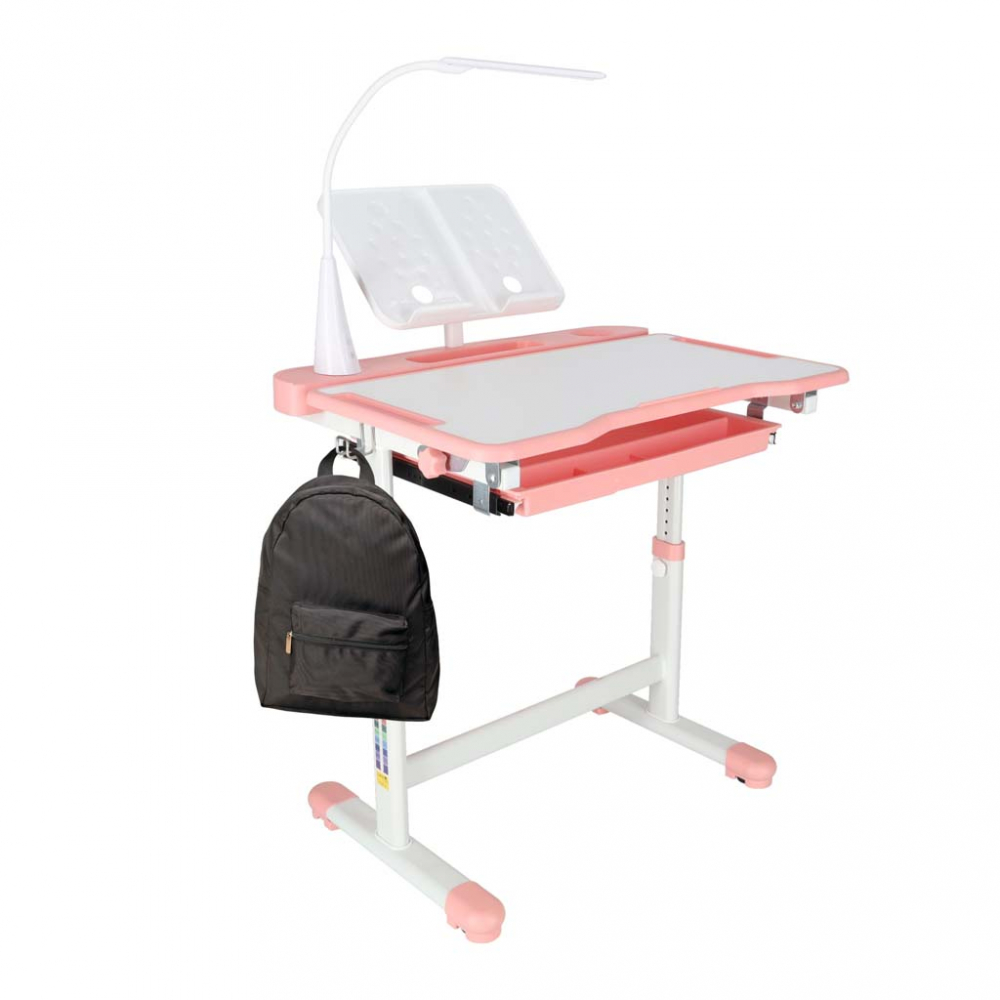 Birou cu scaunel pentru copii pink, inaltime reglabila, constructie durabila, lampa led detasabila cu 3 moduri de iluminare - 8