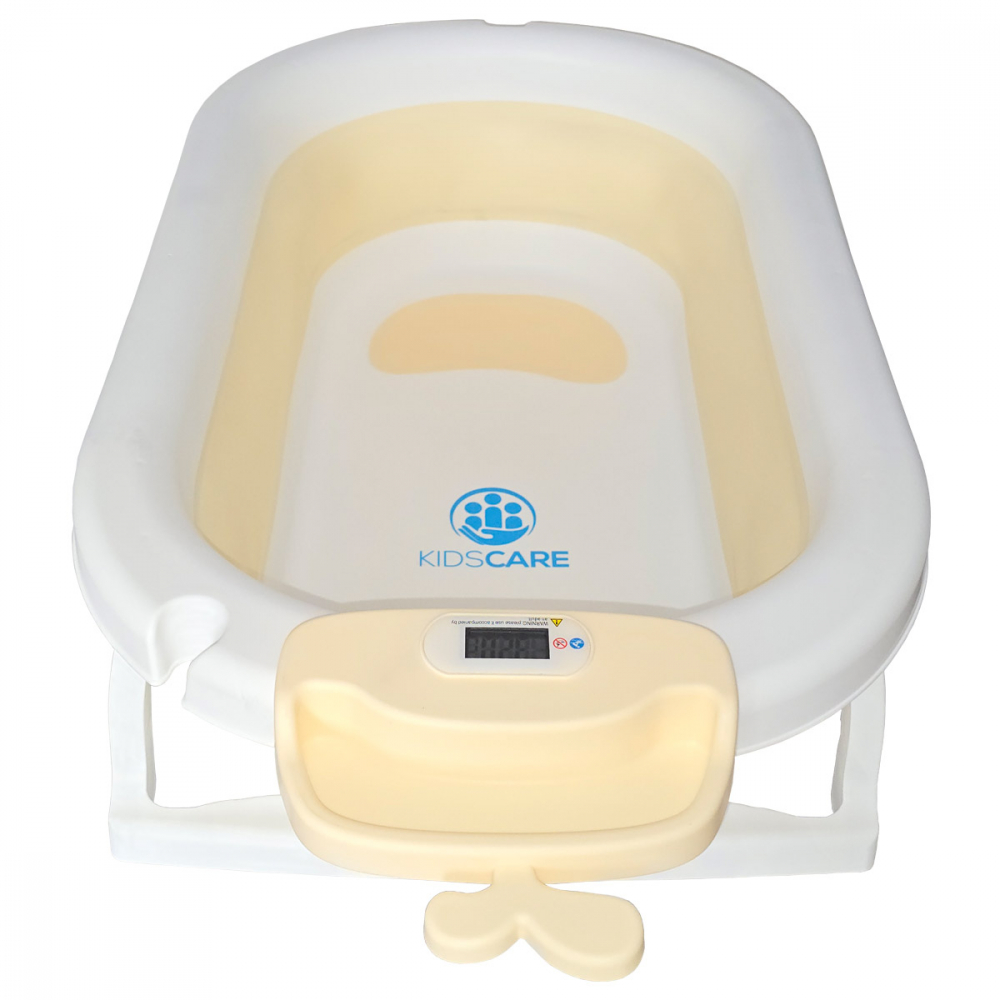 Cadita pliabila KidsCare Bej cu suport metalic, termometru, perna reductor, jucarii, protectie cap, cana pliabila - 2 | YEO