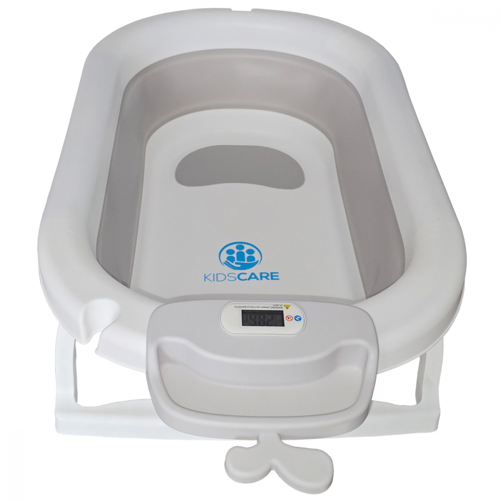 Cadita pliabila KidsCare Gri cu suport metalic, termometru, perna reductor, jucarii, protectie cap, cana pliabila - 2 | YEO