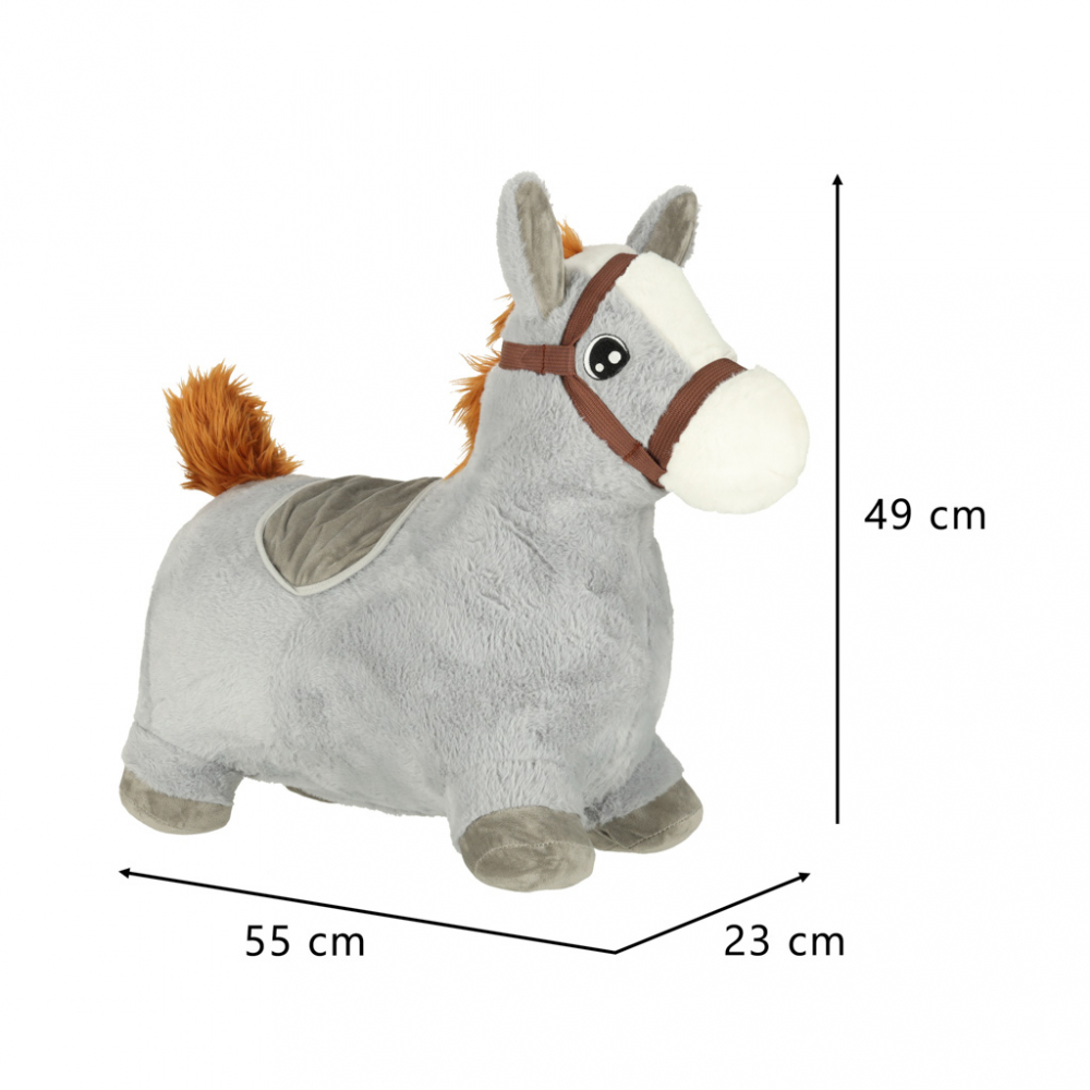 Calut gonflabil de sarit pentru copii, Ikonka grey, realizat din cauciuc imbracat in plus pufos, dimensiune 55 x 23 x 49 cm, cu pompa inclusa - 3 | YEO