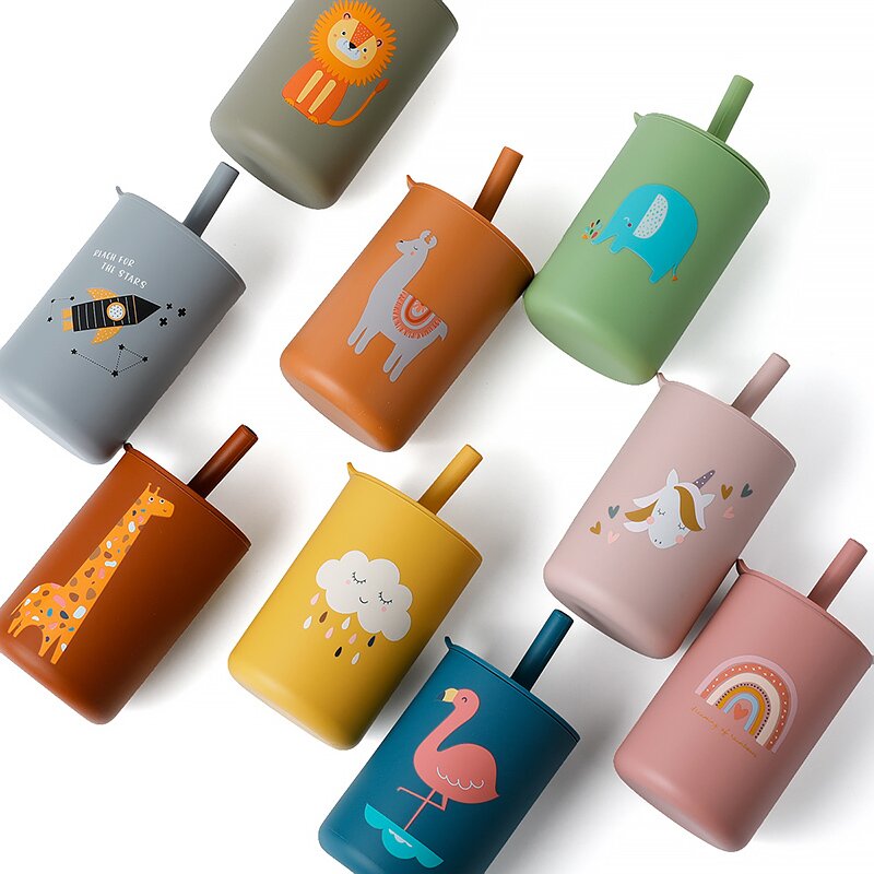Cana din silicon Bocioland cu pai, 150 ml, fara BPA, 6 luni+, Giraffe