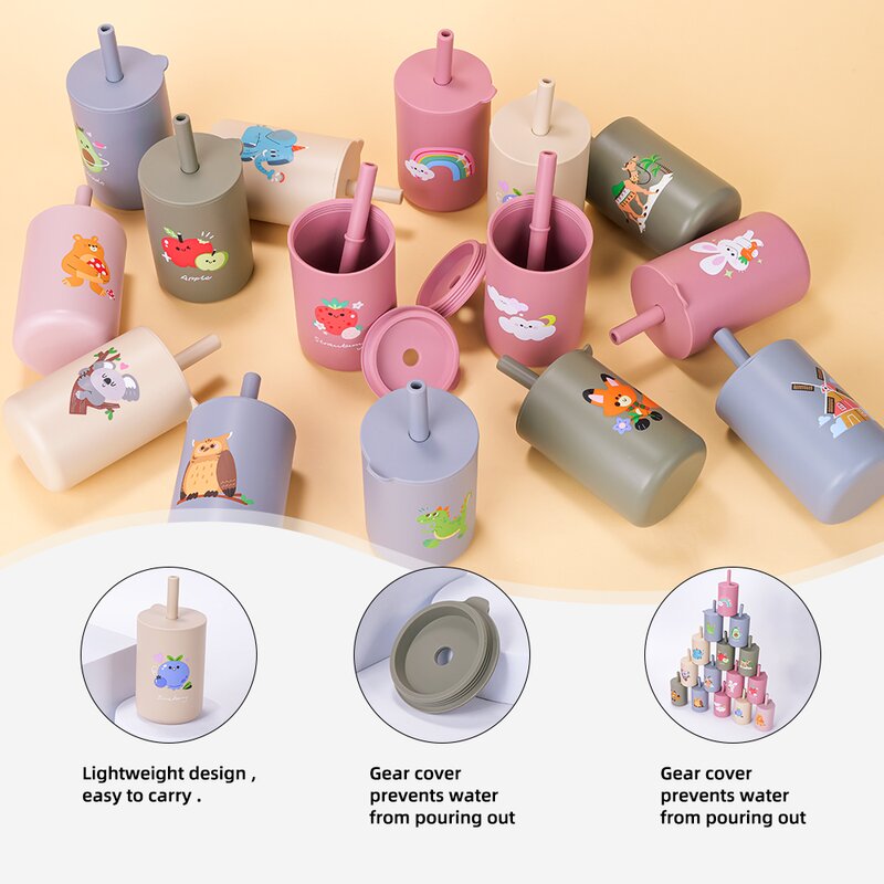 Cana din silicon Bocioland cu pai, 150 ml, fara BPA, 6 luni+, Unicorn - 1 | YEO