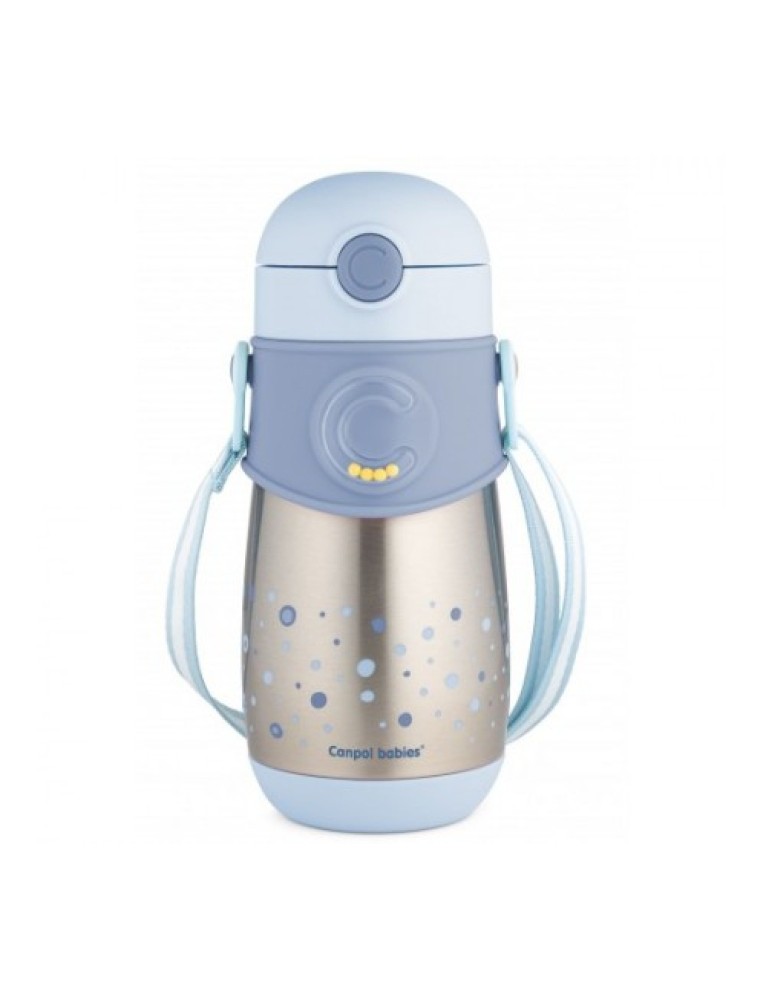 Cana termos cu pai Canpol Babies Albastru, din silicon, 300 ml - 1 | YEO
