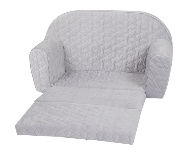 Canapea extensibila pentru copii, Knorr Toys Cosy Geo Grey matlasata, umplutura din spuma moale, husa bumbac 100 detasabila si lavabila, 77 x 34 x 42 cm, 9 luni+ - 2