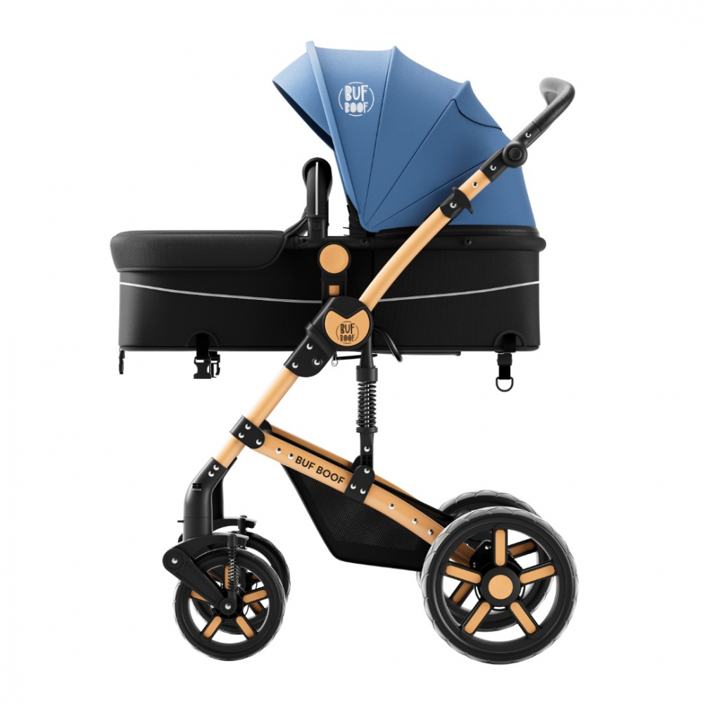 Carucior pentru copii Buf Boof A1 Deluxe Blue 2 in 1 reversibil 0-36 luni, cadru din aluminiu, amortizoare, accesorii incluse - 4