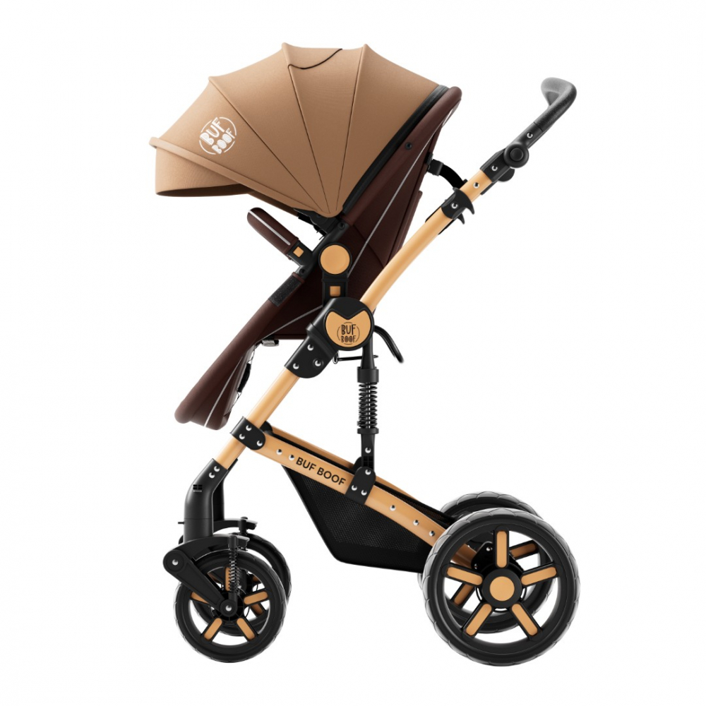Carucior pentru copii Buf Boof A1 Deluxe Champagne 2 in 1 reversibil 0-36 luni, cadru din aluminiu, amortizoare, accesorii incluse - 5