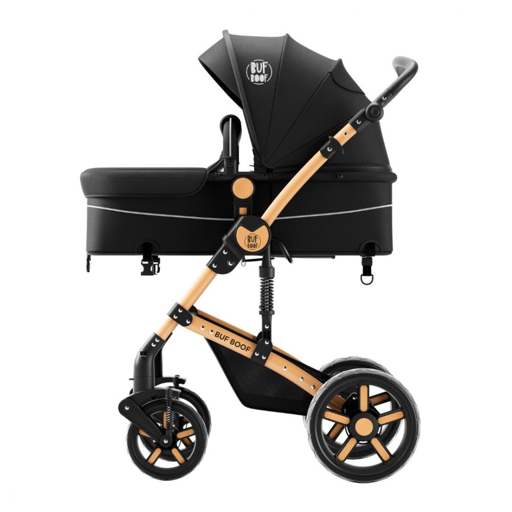 Carucior pentru copii Buf Boof A1 Deluxe Grey 2 in 1 reversibil 0-36 luni, cadru din aluminiu, amortizoare, accesorii incluse - 1