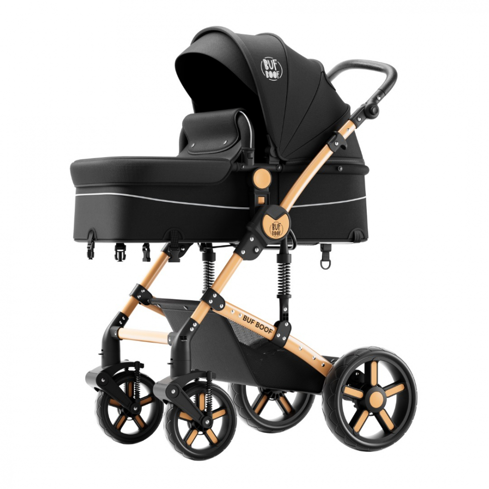 Carucior pentru copii Buf Boof A1 Deluxe Grey 2 in 1 reversibil 0-36 luni, cadru din aluminiu, amortizoare, accesorii incluse - 2