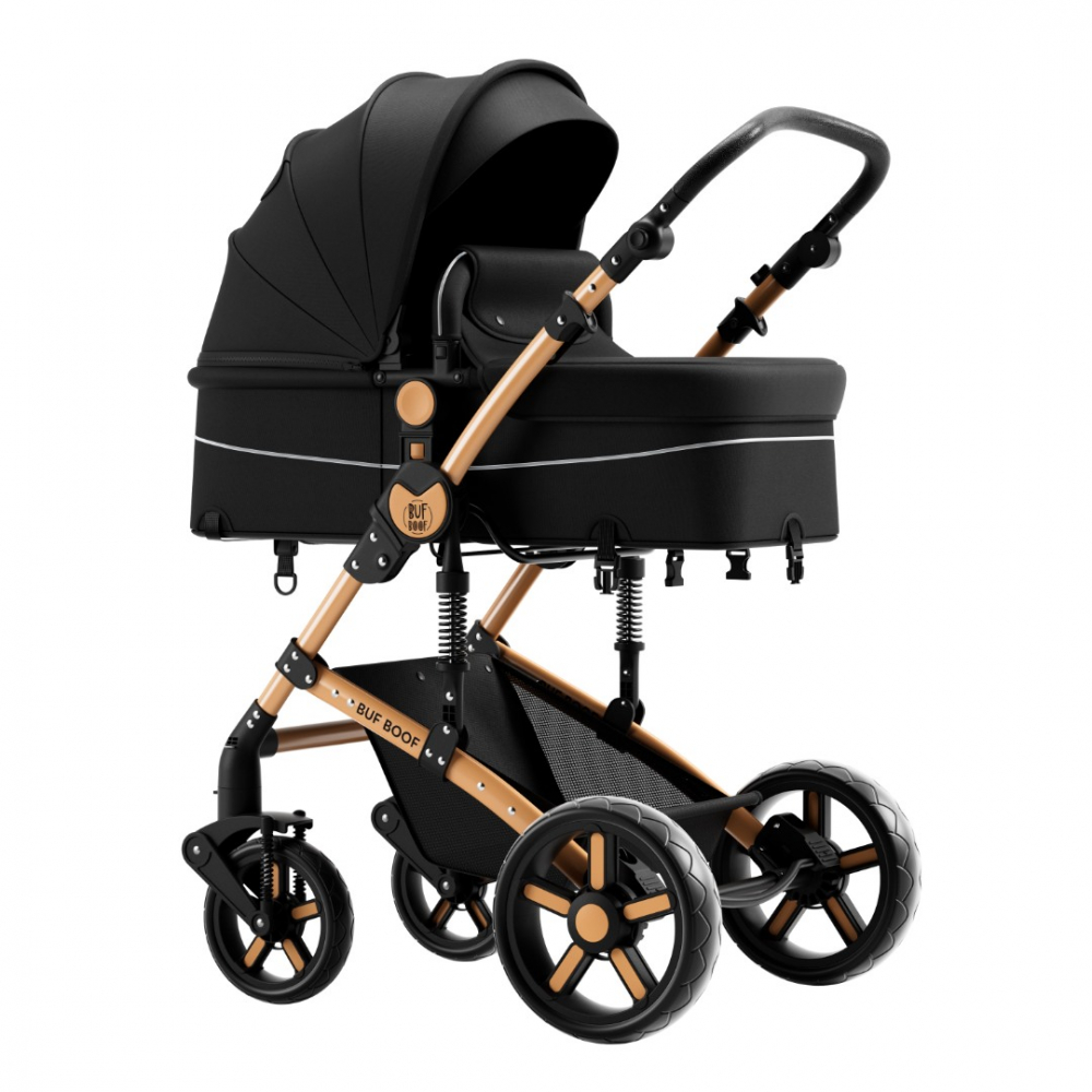 Carucior pentru copii Buf Boof A1 Deluxe Grey 2 in 1 reversibil 0-36 luni, cadru din aluminiu, amortizoare, accesorii incluse - 3