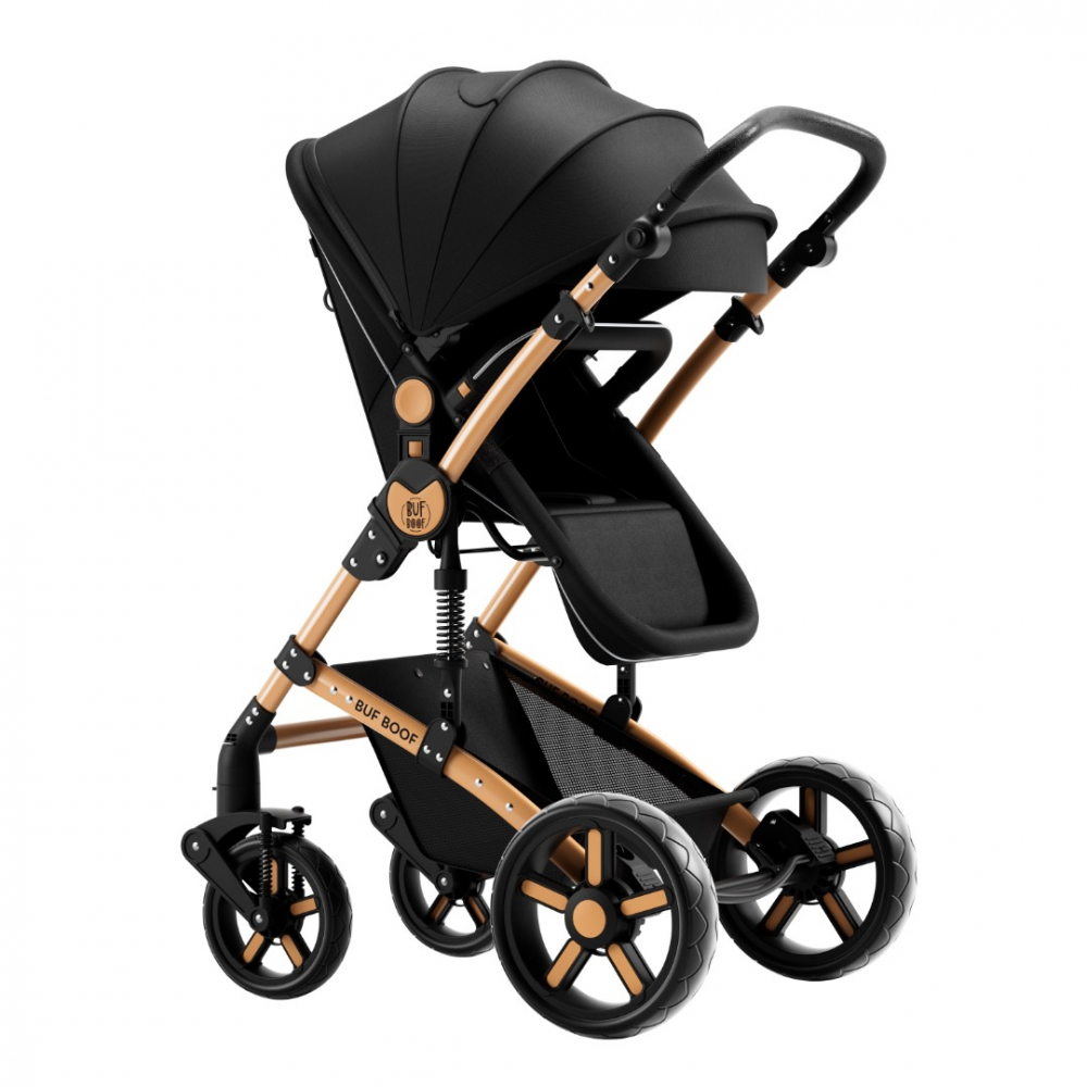 Carucior pentru copii Buf Boof A1 Deluxe Grey 2 in 1 reversibil 0-36 luni, cadru din aluminiu, amortizoare, accesorii incluse - 4