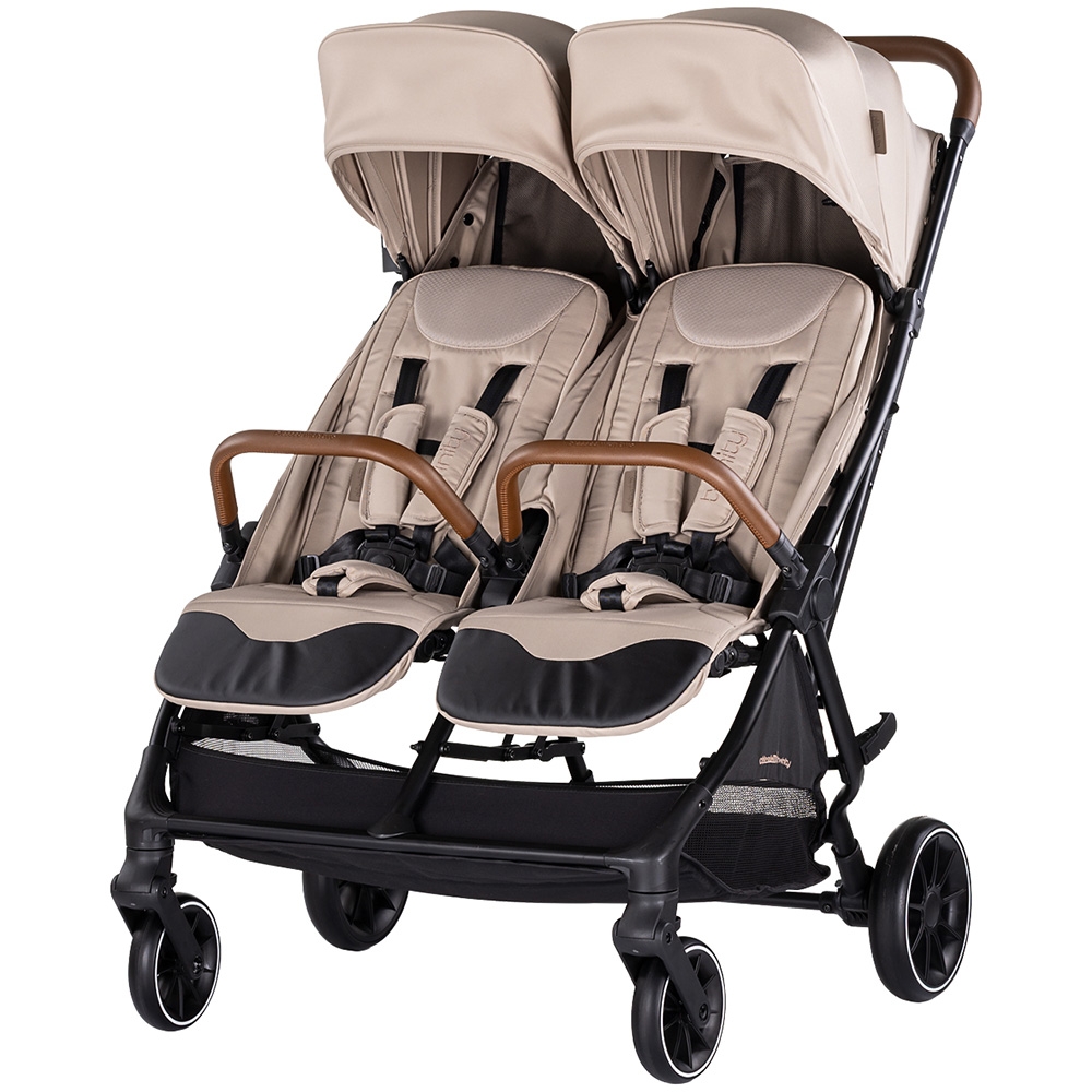 Carucior pentru gemeni Chipolino Twinity Tiramisu, cadru din aluminiu, suspensii, huse picioare, suport pahar, gentuta - 7