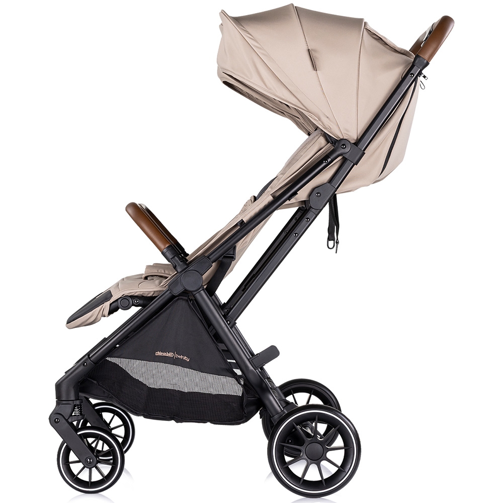 Carucior pentru gemeni Chipolino Twinity Tiramisu, cadru din aluminiu, suspensii, huse picioare, suport pahar, gentuta - 1