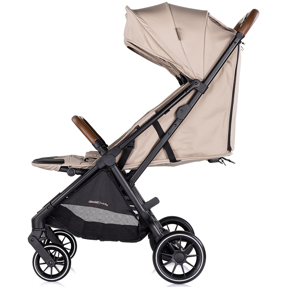 Carucior pentru gemeni Chipolino Twinity Tiramisu, cadru din aluminiu, suspensii, huse picioare, suport pahar, gentuta - 2