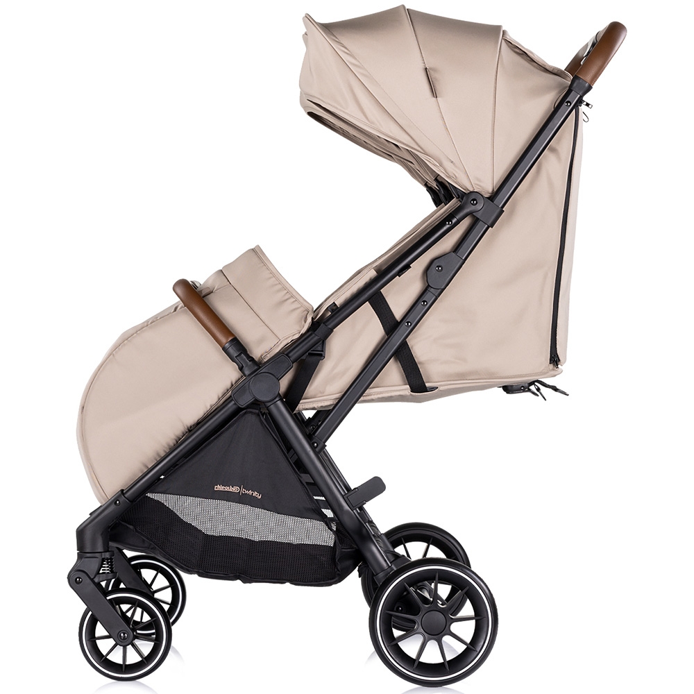 Carucior pentru gemeni Chipolino Twinity Tiramisu, cadru din aluminiu, suspensii, huse picioare, suport pahar, gentuta - 3