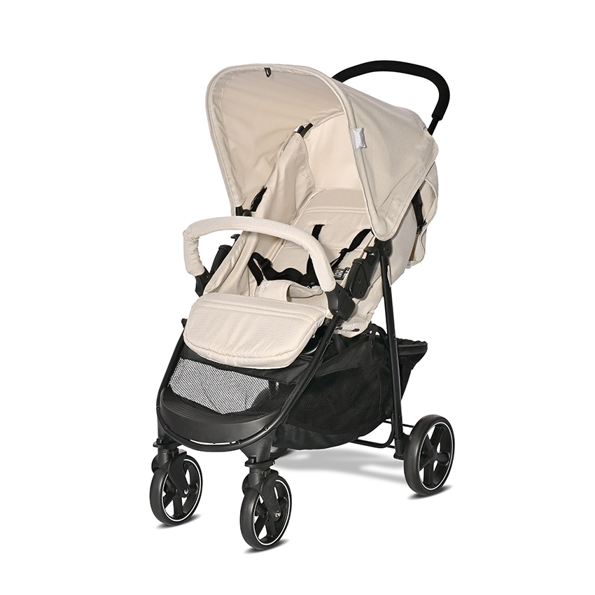 Carucior sport pentru copii Lorelli Rome Beige Warm 6 luni-3 ani cu spatar reglabil, bara frontala detasabila, suport picioare reglabil, greutate admisa 15 kg - 1
