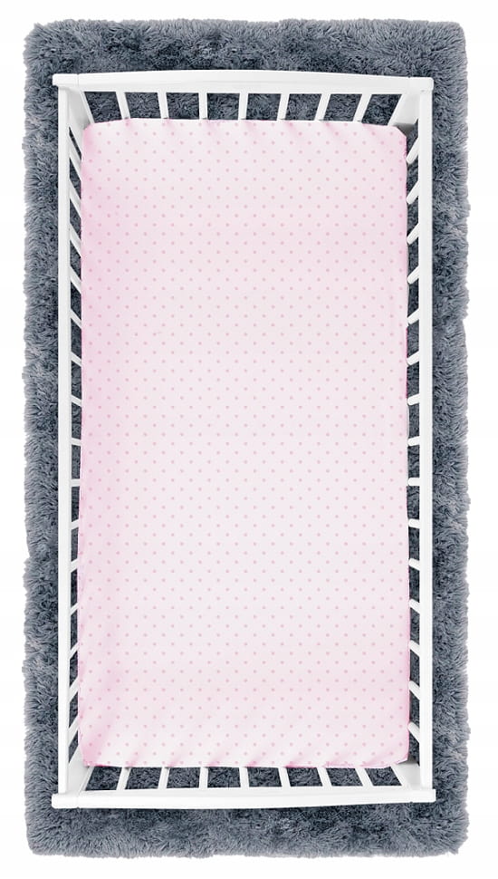 Cearceaf cu banda elastica pentru pat copii dimensiune 140x70 cm, 100 bumbac, BabyMam light dots