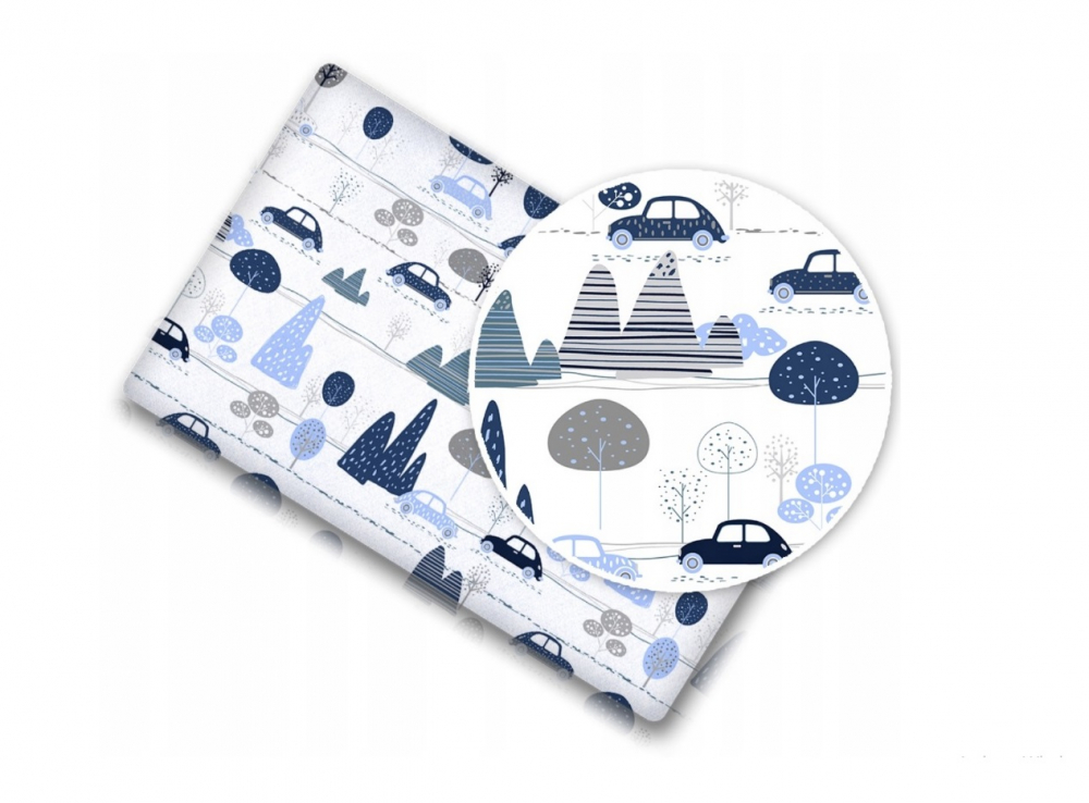 Cearceaf cu banda elastica pentru pat copii dimensiune 160x80 cm, 100 bumbac, BabyMam blue  cars - 3