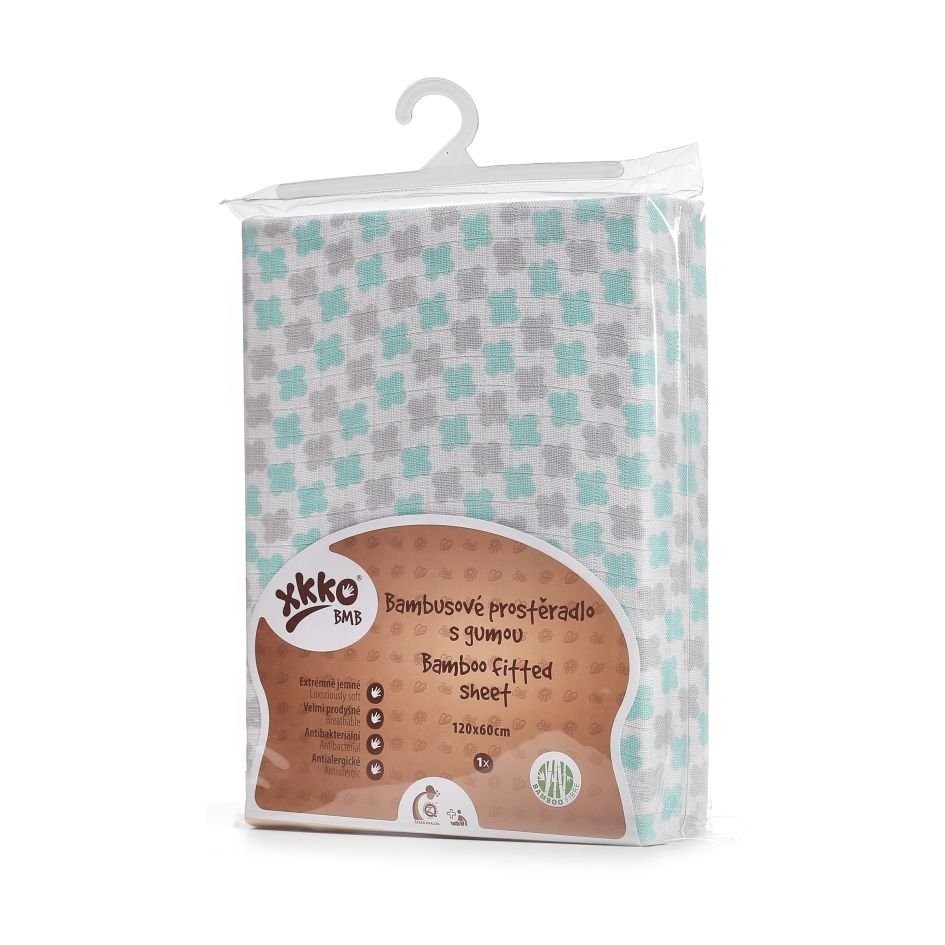Cearceaf cu elastic din bambus 60x120 cm Mint Cross XKKO - 1