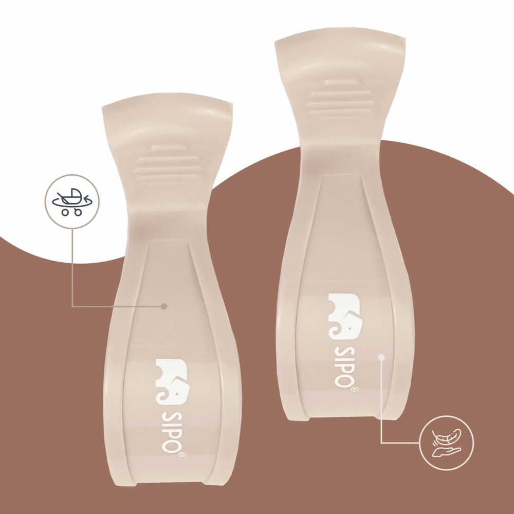 Set 2 cleme multifunctionale pentru carucior Sipo Beige - 3