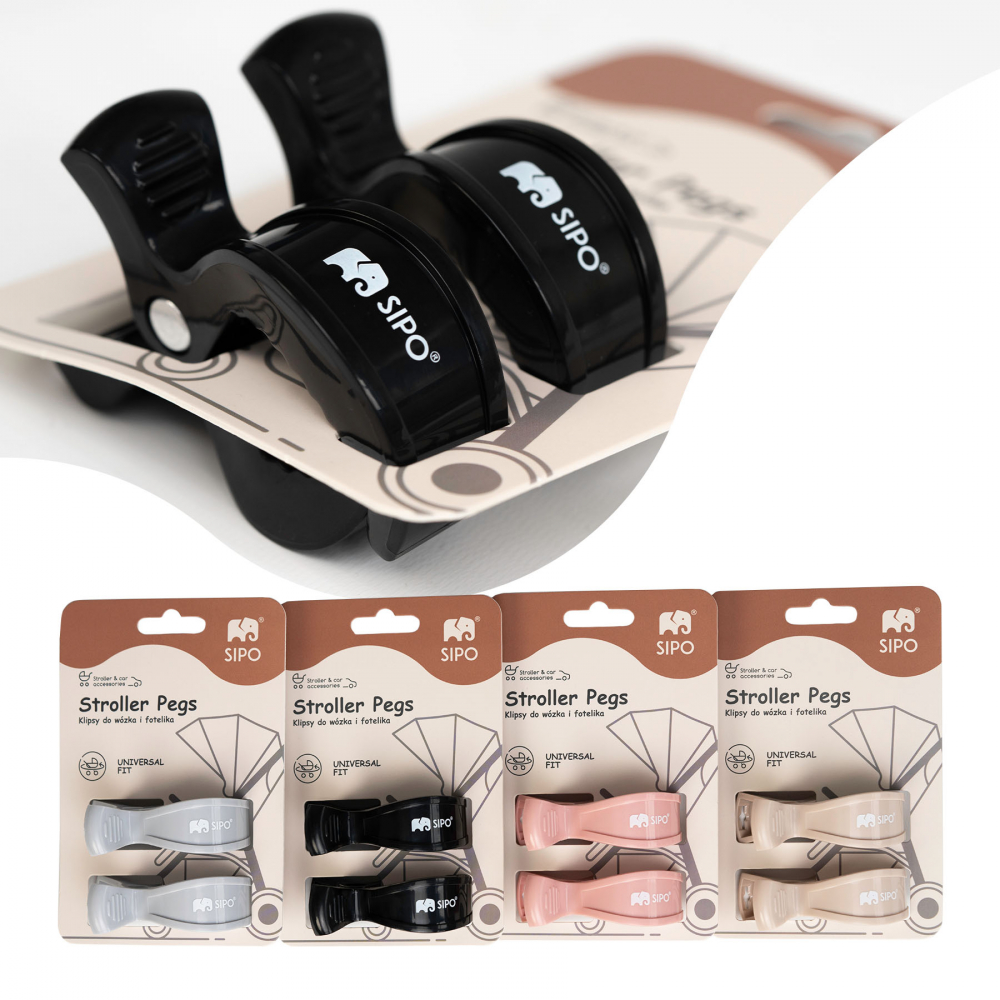 Set 2 cleme multifunctionale pentru carucior Sipo Negru - 2