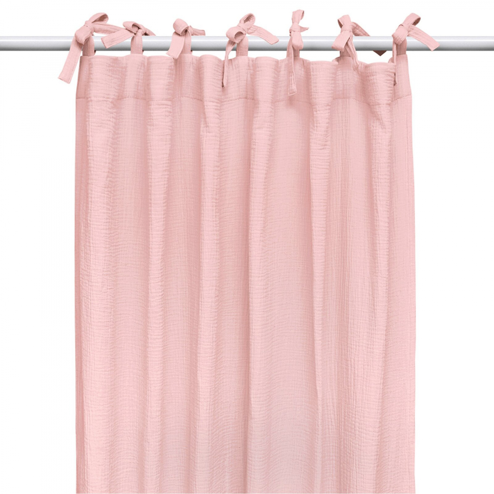 Draperie din muselina organica, Little Amy, Roz, 125x240 cm, 1 bucata - 1