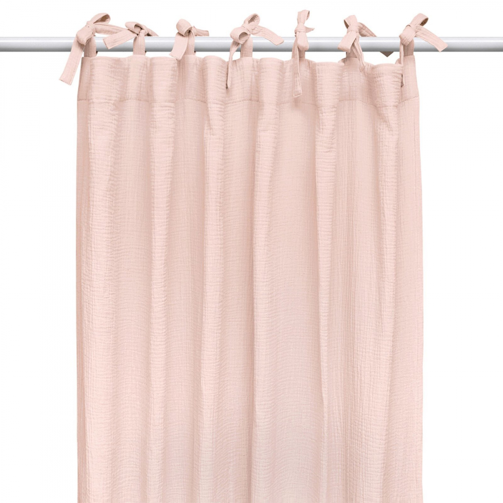 Draperie din muselina organica, Little Amy, Somon, 125x240 cm, 1 bucata - 1