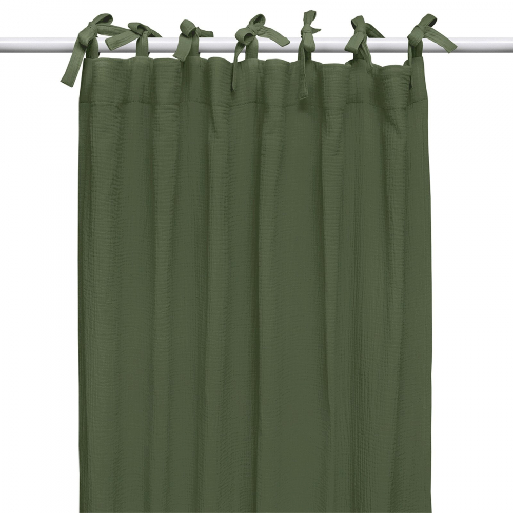 Draperie din muselina organica, Little Amy, Verde, 125x240 cm, 1 bucata - 1