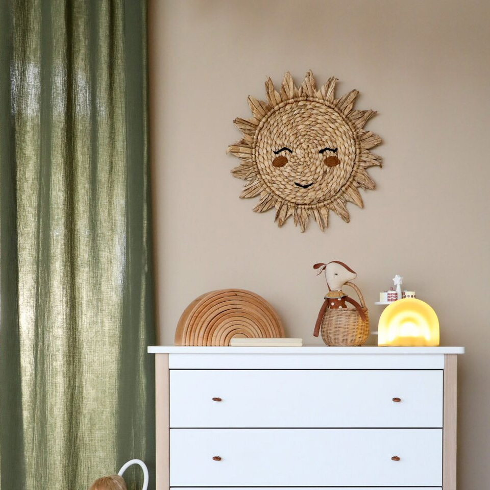Draperie din muselina organica, Little Amy, Verde, 125x240 cm, 1 bucata