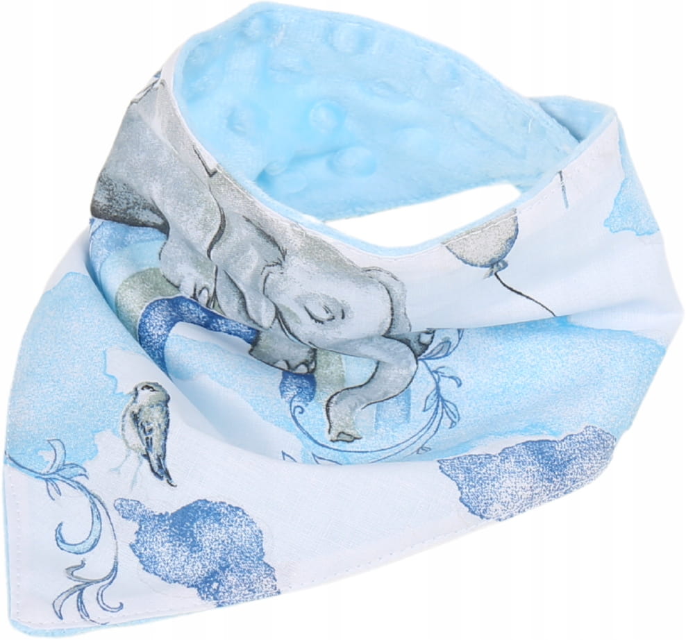 Esarfa moale pentru copii BabyMam, forma triunghiulara, sistem de prindere reglabil cu velcro moale, design 2-in-1 cu o fata din bumbac si una din minky blue - 1 | YEO