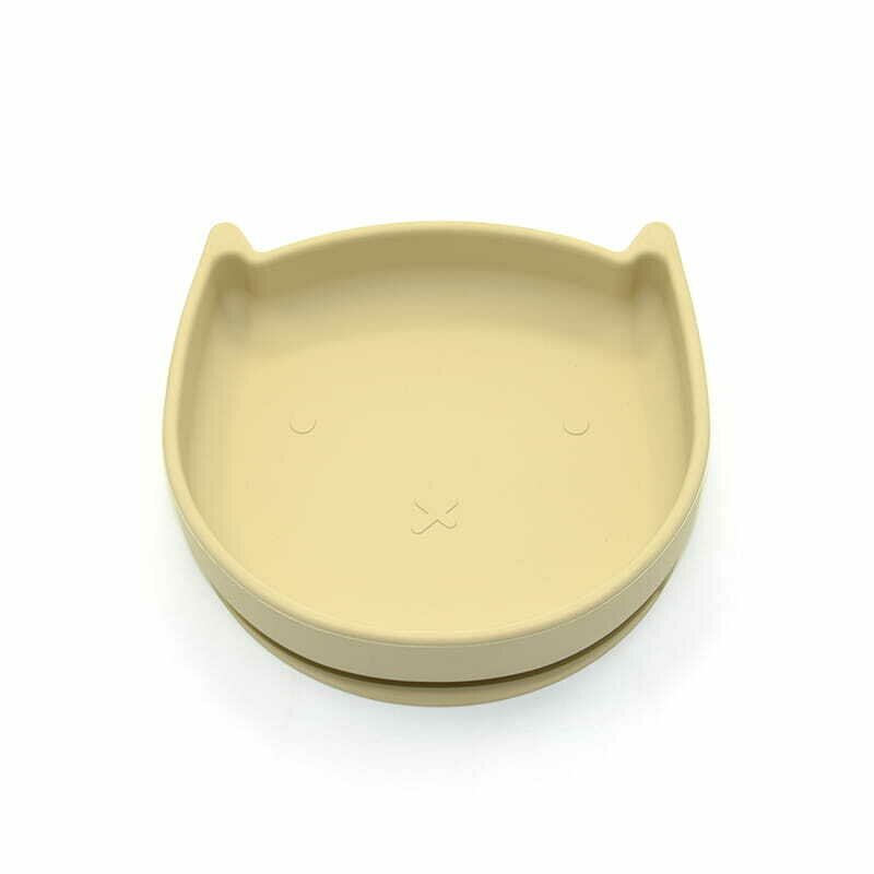 Farfurie in forma de pisicuta Bocioland, cu ventuze, silicon, fara BPA, 6-36 luni, Light Beige - 1 | YEO