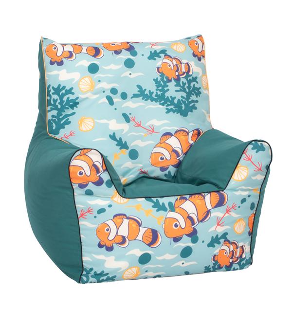 Fotoliu pentru copii Knorr Toys Clownfish umplutura bilute din polistiren, husa din bumbac detasabila si lavabila, 60 x 58 x 60 cm, 2-10 ani - 4
