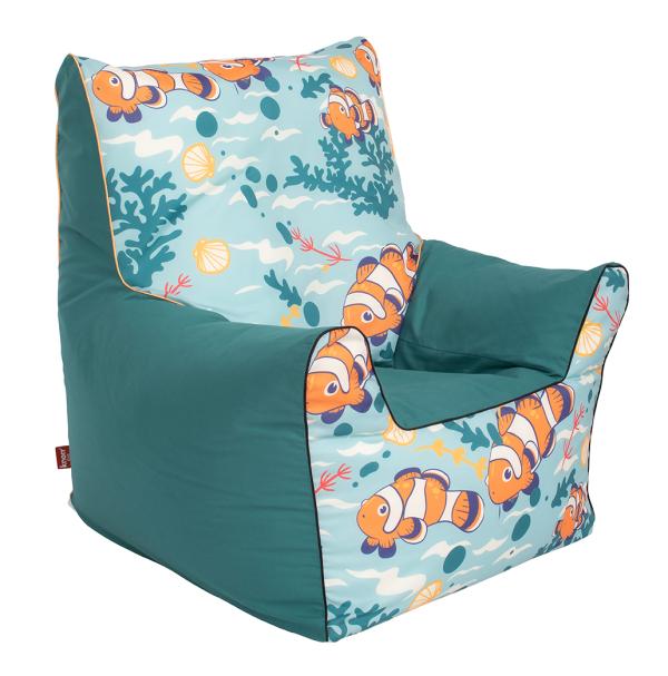 Fotoliu pentru copii Knorr Toys Clownfish umplutura bilute din polistiren, husa din bumbac detasabila si lavabila, 60 x 58 x 60 cm, 2-10 ani - 2