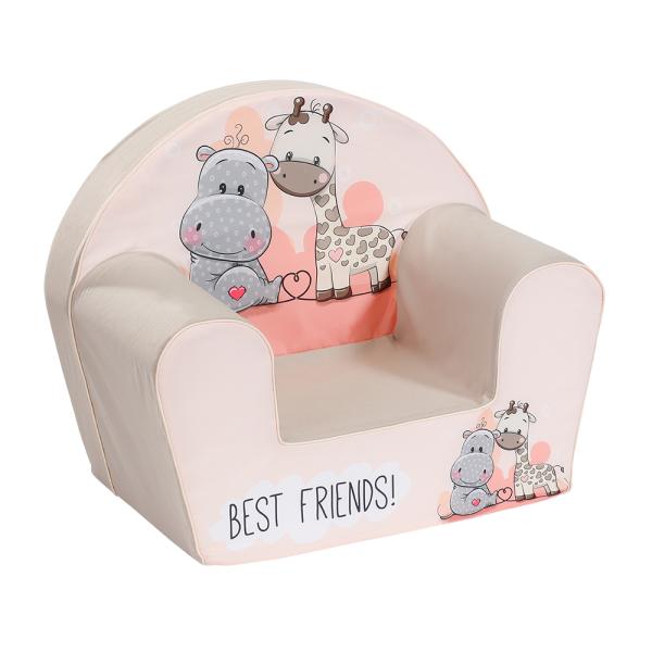 Fotoliu pentru copii Knorr Toys Best Friends umplutura din spuma moale, husa bumbac 100 detasabila si lavabila, 51 x 34 x 42 cm, 9 luni+