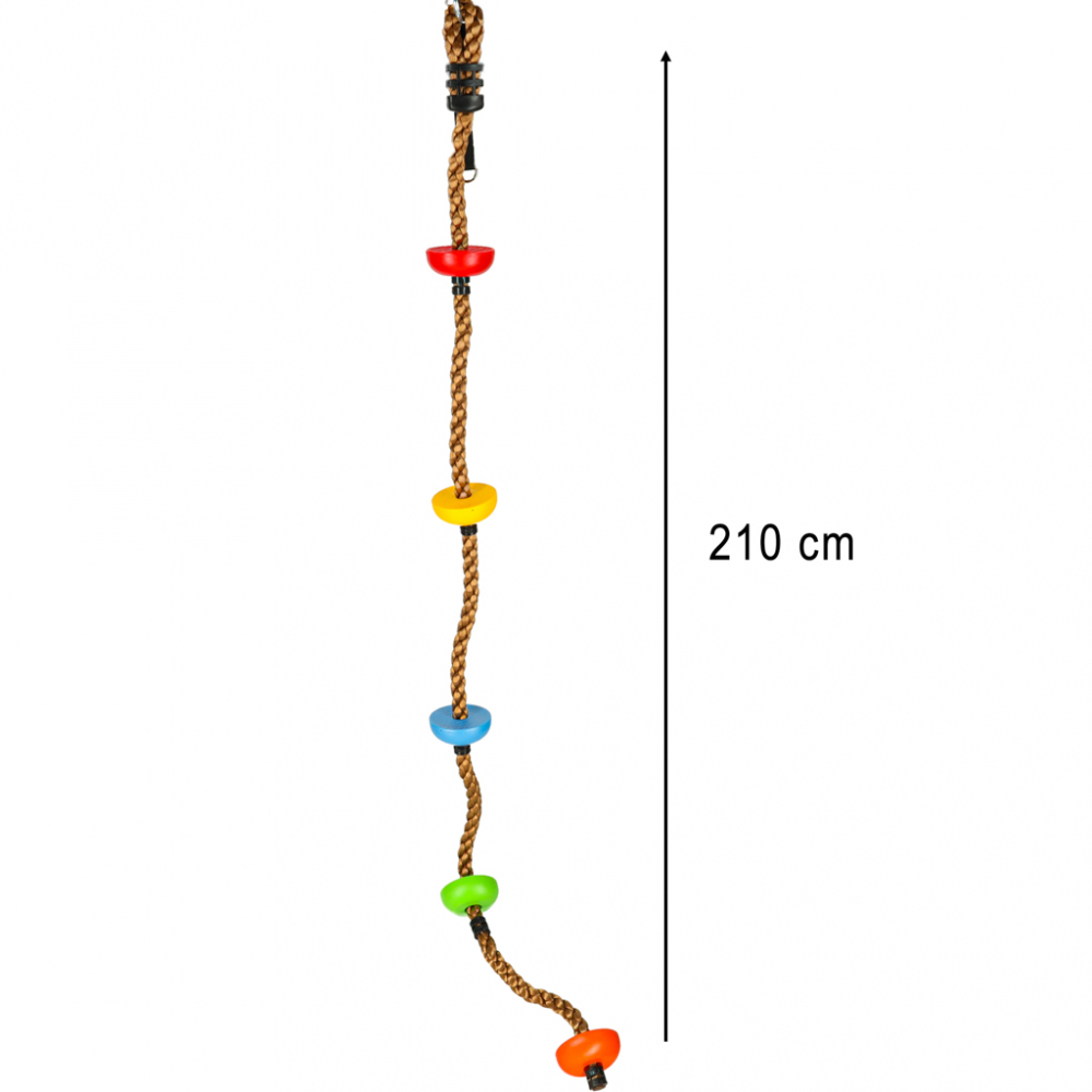 Franghie de catarat pentru copii cu 5 discuri antiderapante, carabiniera metalica pentru asamblare rapida, lungime totala 210 cm
