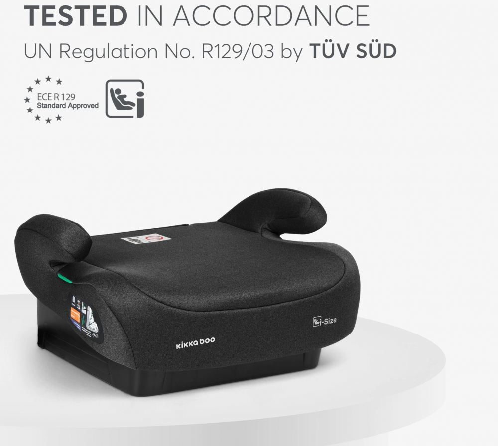 Inaltator auto KikkaBoo i-Go i-Size Black 125-150 cm, sezut confortabil, centura de ghidaj, fixare cu centura masinii, husa detasabila, certificat R12903 de catre TUV SUD - 4