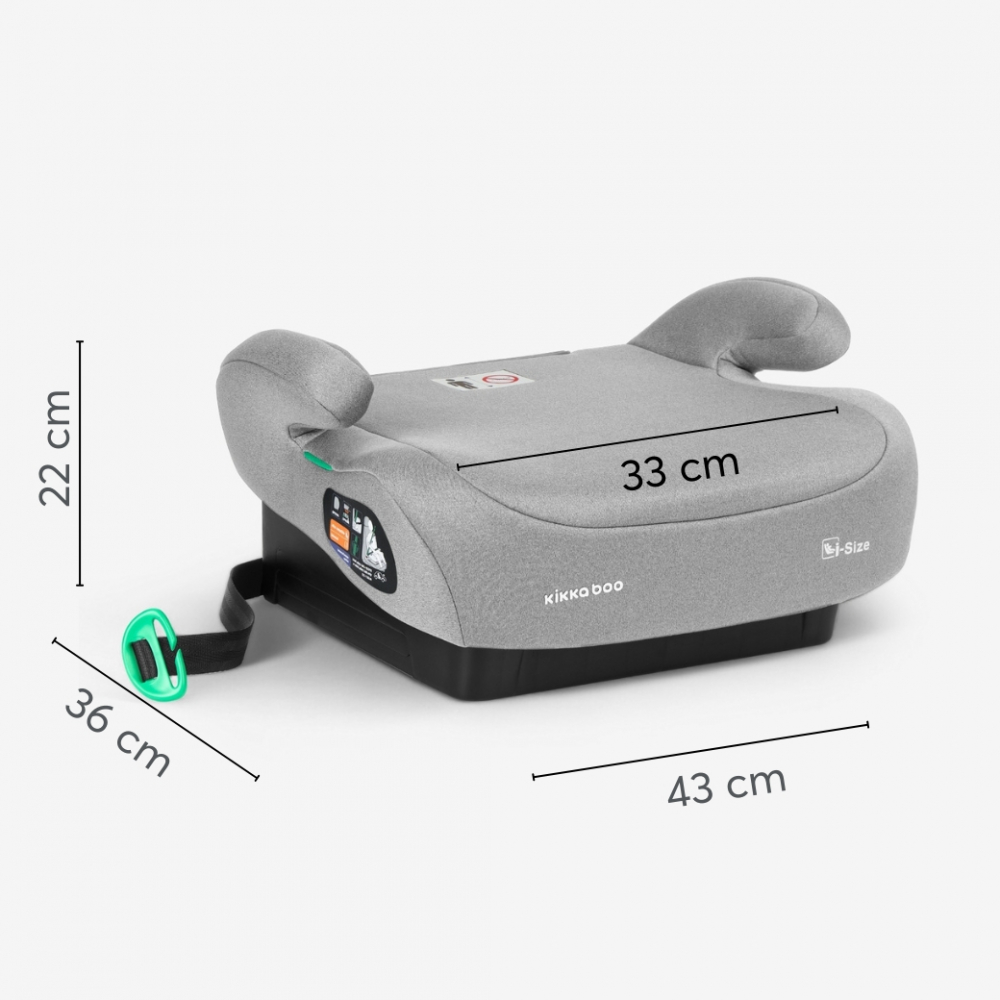 Inaltator auto KikkaBoo i-Go i-Size Dark Grey 125-150 cm, sezut confortabil, centura de ghidaj, fixare cu centura masinii, husa detasabila, certificat R12903 de catre TUV SUD - 2 | YEO