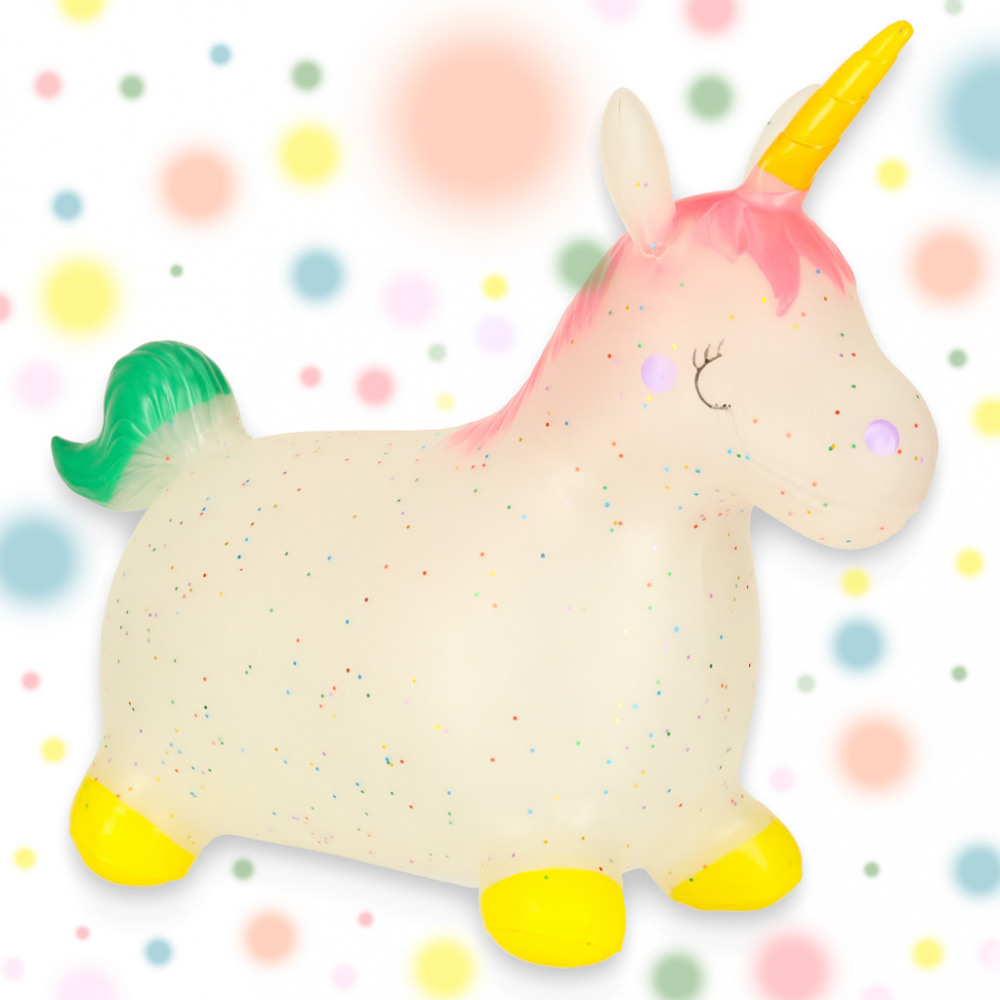 Jumper gonflabil pentru copii Unicorn, din cauciuc moale si flexibil, dimensiune 47 x 60 x 22cm, cu pompa inclusa - 3 | YEO