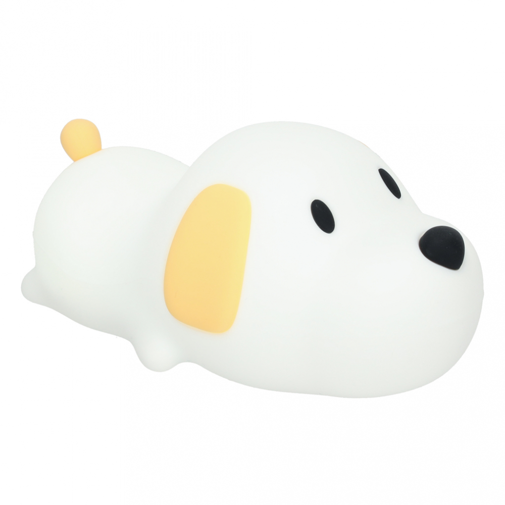Lampa de noptiera pentru copii white Dog, realizata din silicon, cu 2 moduri de iluminare, cronometru, baterie 1200 mAh, usb, dimensiune 15 x 11 x 10 cm - 1