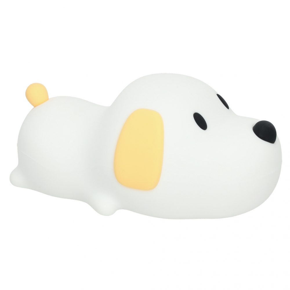 Lampa de noptiera pentru copii white Dog, realizata din silicon, cu 2 moduri de iluminare, cronometru, baterie 1200 mAh, usb, dimensiune 15 x 11 x 10 cm - 2
