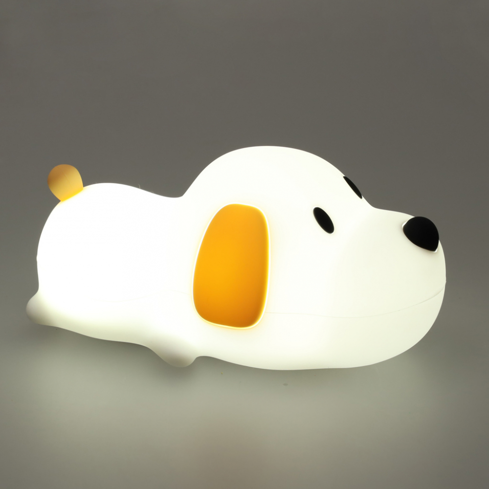 Lampa de noptiera pentru copii white Dog, realizata din silicon, cu 2 moduri de iluminare, cronometru, baterie 1200 mAh, usb, dimensiune 15 x 11 x 10 cm - 7