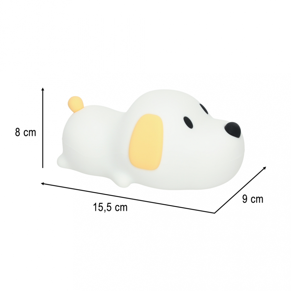 Lampa de noptiera pentru copii white Dog, realizata din silicon, cu 2 moduri de iluminare, cronometru, baterie 1200 mAh, usb, dimensiune 15 x 11 x 10 cm - 8