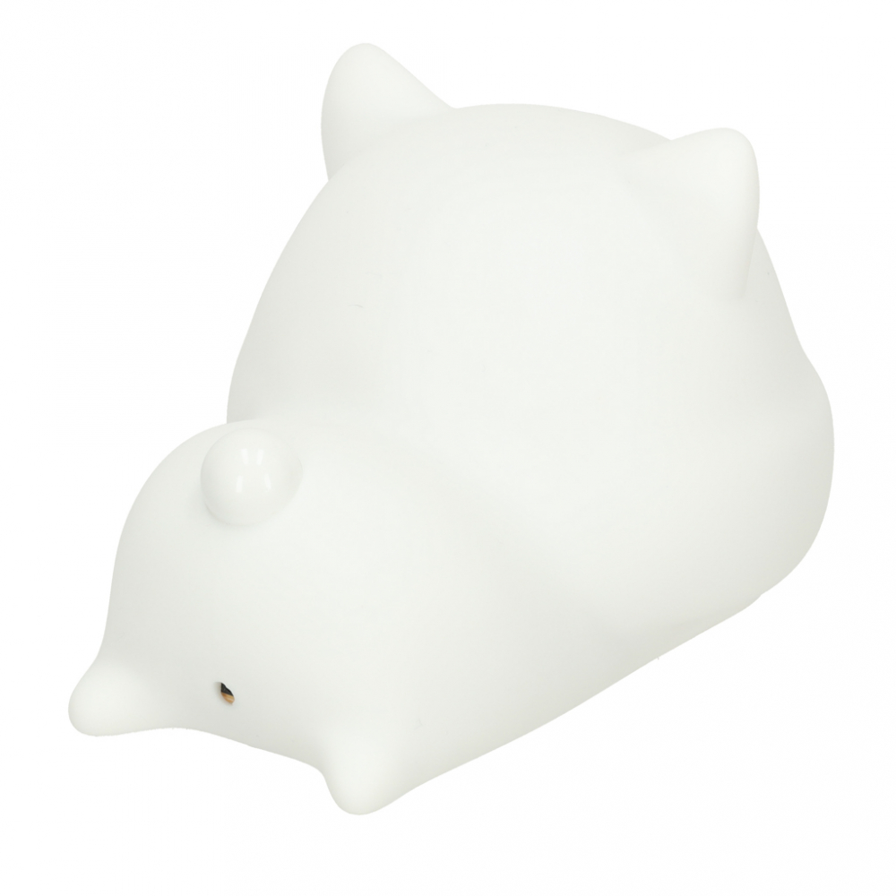 Lampa de noptiera pentru copii white Kitty, realizata din silicon, cu 2 moduri de iluminare, cronometru, baterie 1200 mAh, usb, dimensiune 15 x 11 x 10 cm - 2