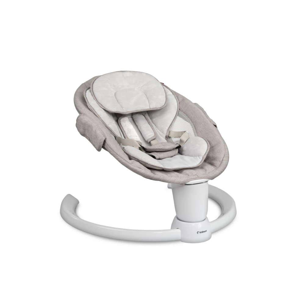 Leagan electric cu 5 moduri de balansare pentru copii Kidnort Drom Grey, miscare lenta laterala, cu telecomanda, muzica, conectare bluetoothusb, accesorii incluse, cadru solid din otel, dimensiune 66 x 65 x 53.5 cm - 3 | YEO