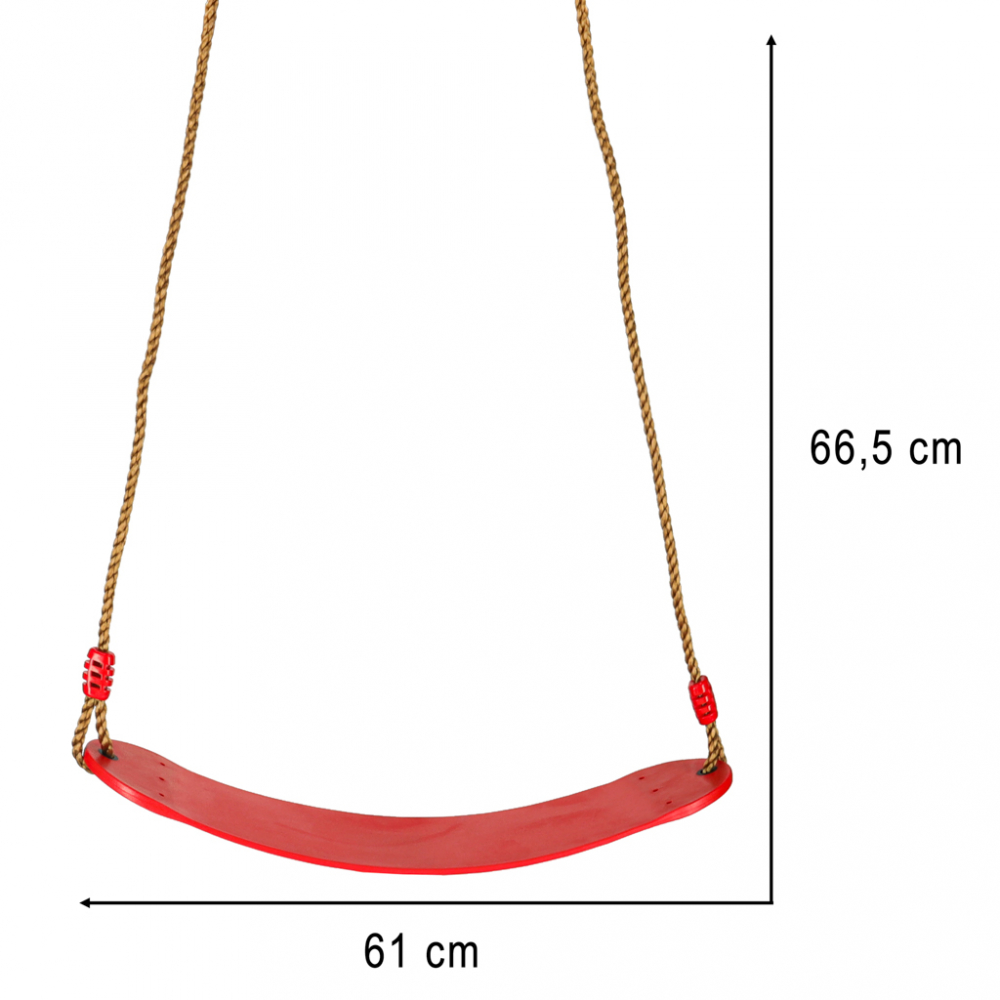 Leagan clasic de gradina pentru copii Ikonka red, cu franghii impletite reglabile, inele metalice