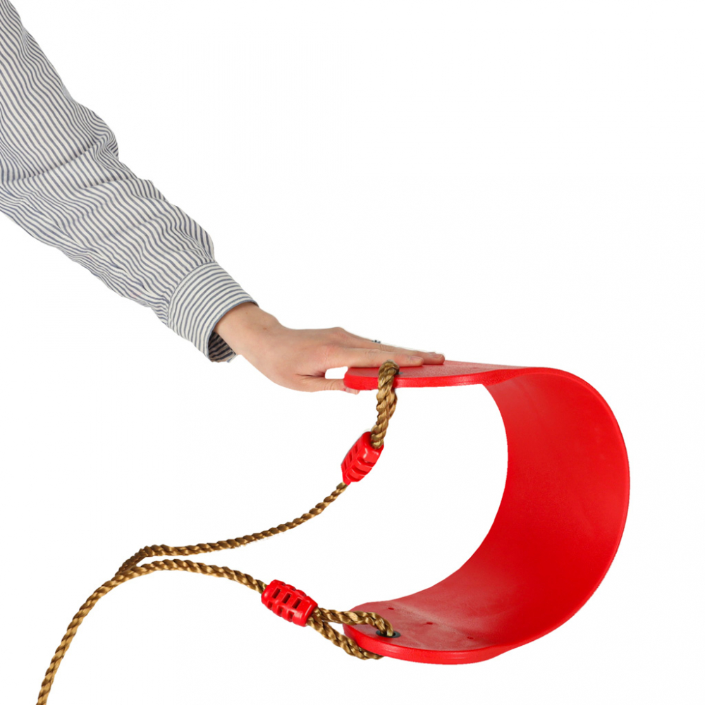 Leagan clasic de gradina pentru copii Ikonka red, cu franghii impletite reglabile, inele metalice - 2 | YEO
