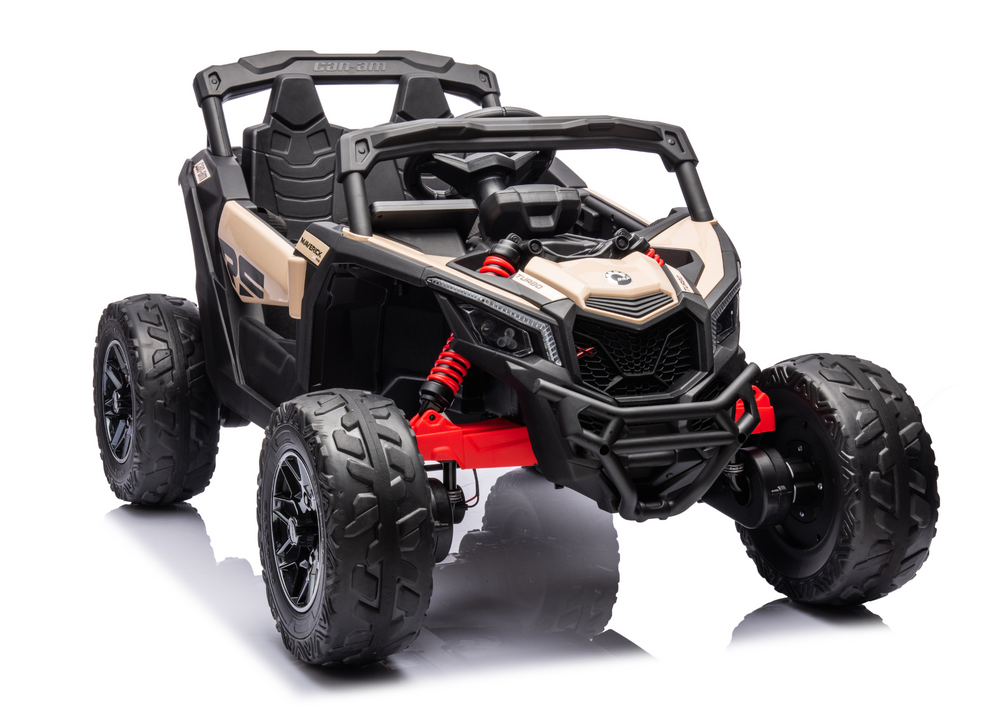 Masinuta electrica pentru copii Can Am  Marverick UTV kaki, 90w, acumulator 12V7Ah, deschidere usi, iluminare led, sistem audio bluetooth, usb, radio fm