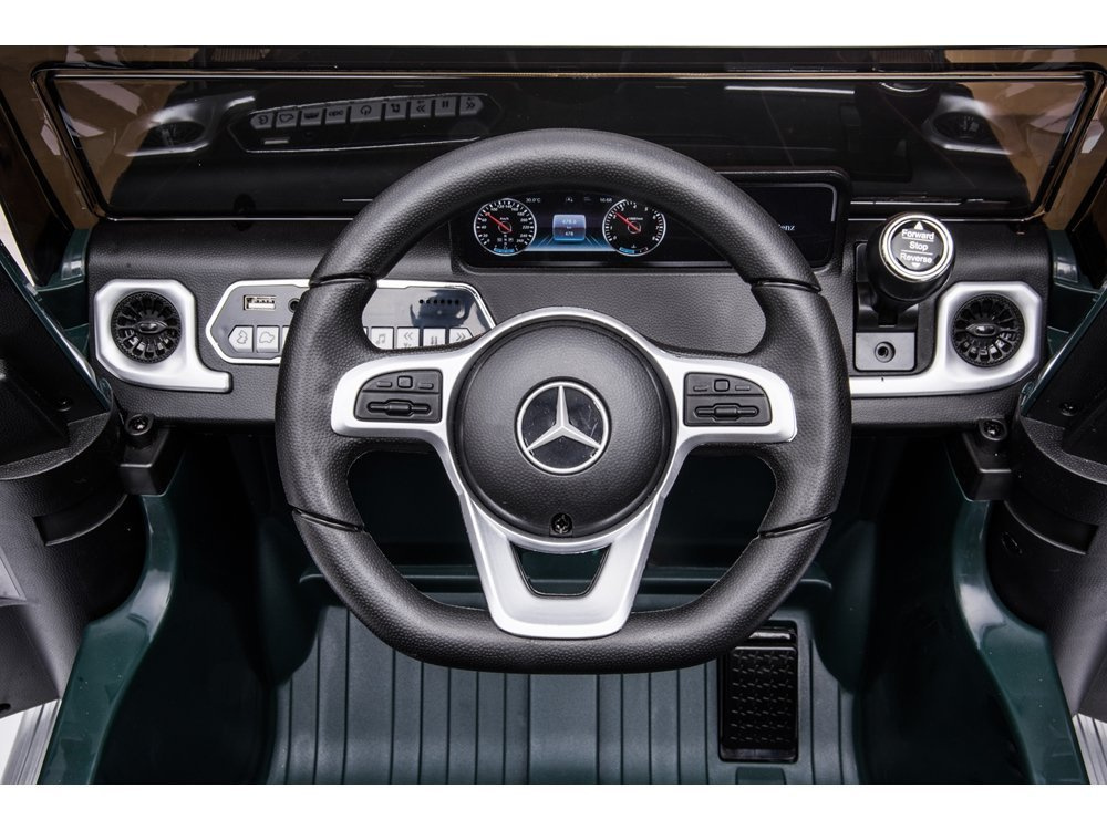 Masinuta electrica pentru copii Mercedes G500 green 12V, pornire la buton, motorizare 2x45W, usb, mp3, radio fm, faruri led