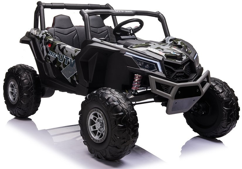 Masinuta electrica pentru copii Buggy Army 24V cu tractiune 4x4, transmisie automata cu 3 viteze, lumini led fata/spate, intrare mp3, aux, usb, bluetooth, roti eva moi