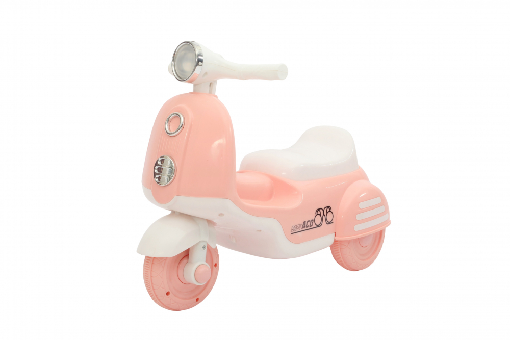 Motocicleta RideON fara pedale pentru copii Nichiduta BabyRide Pink cu far lumina LED, muzica, sezut ergonomic cu spatiu depozitare, sistem de siguranta antirasturnare