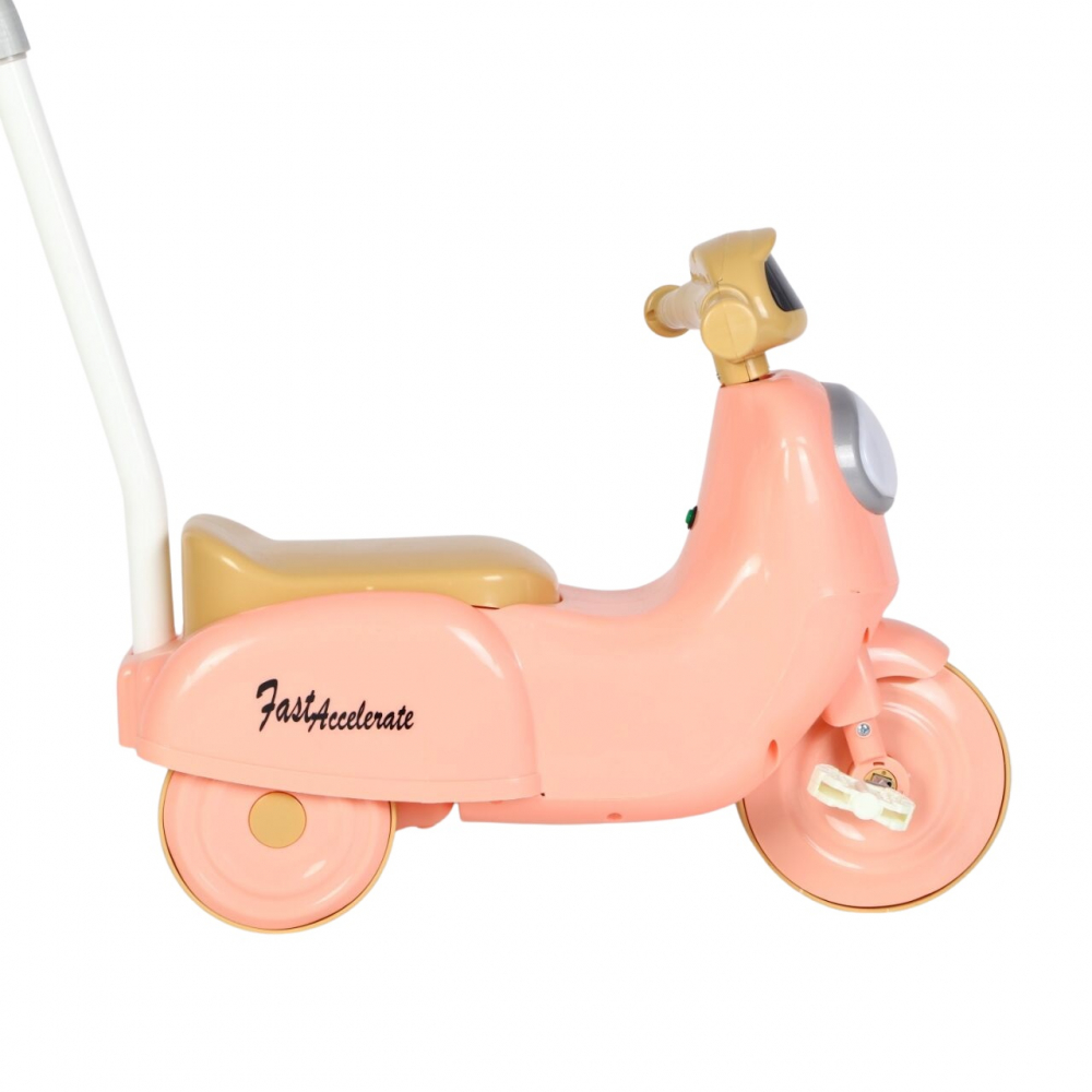 Motocicleta cu pedale pentru copii Nichiduta 3in1 Fast Pink cu maner parental detasabil,far cu lumina LED,muzica,spatiu de depozitare,structura stabila,sistem antirasturnare,roti rezistente,unghi de viraj limitat - 2